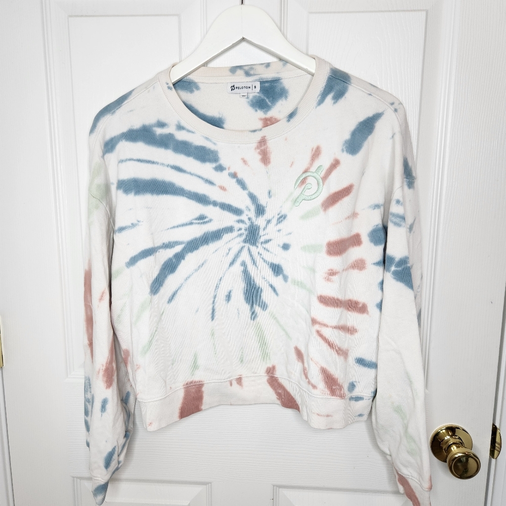 Peloton Tie Dye Oversized Crop Crewneck Sweatshirt Size Small